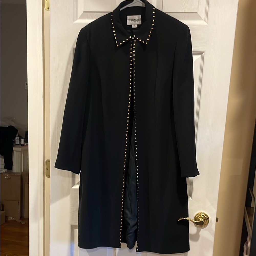 John Meyer Black Tailored Blazer with Embellished Collar